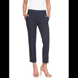 BR Avery Pique Scallop Hem Tailored Ankle Pant